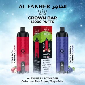 AL FAKEHER 阿尔法赫 12000puffs 一次性电子水烟，内置模拟水烟气泡声波，20ml 超大储油仓，正面数字屏实时显示油量电量，0.6ΩMesh 大烟雾，Type-C 可充电，二十多款正宗中东水烟风味，便携居家聚会长效雾化设备，